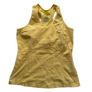 Danskin Now Cotton Spandex Yellow Racerback Halter Sports Yoga Gym Top Small 4-6